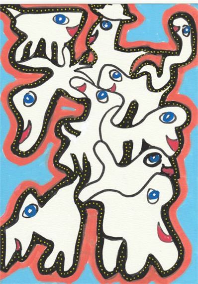 Embrouillamini / Technique mixte sur papier fort / Titré, signé et daté