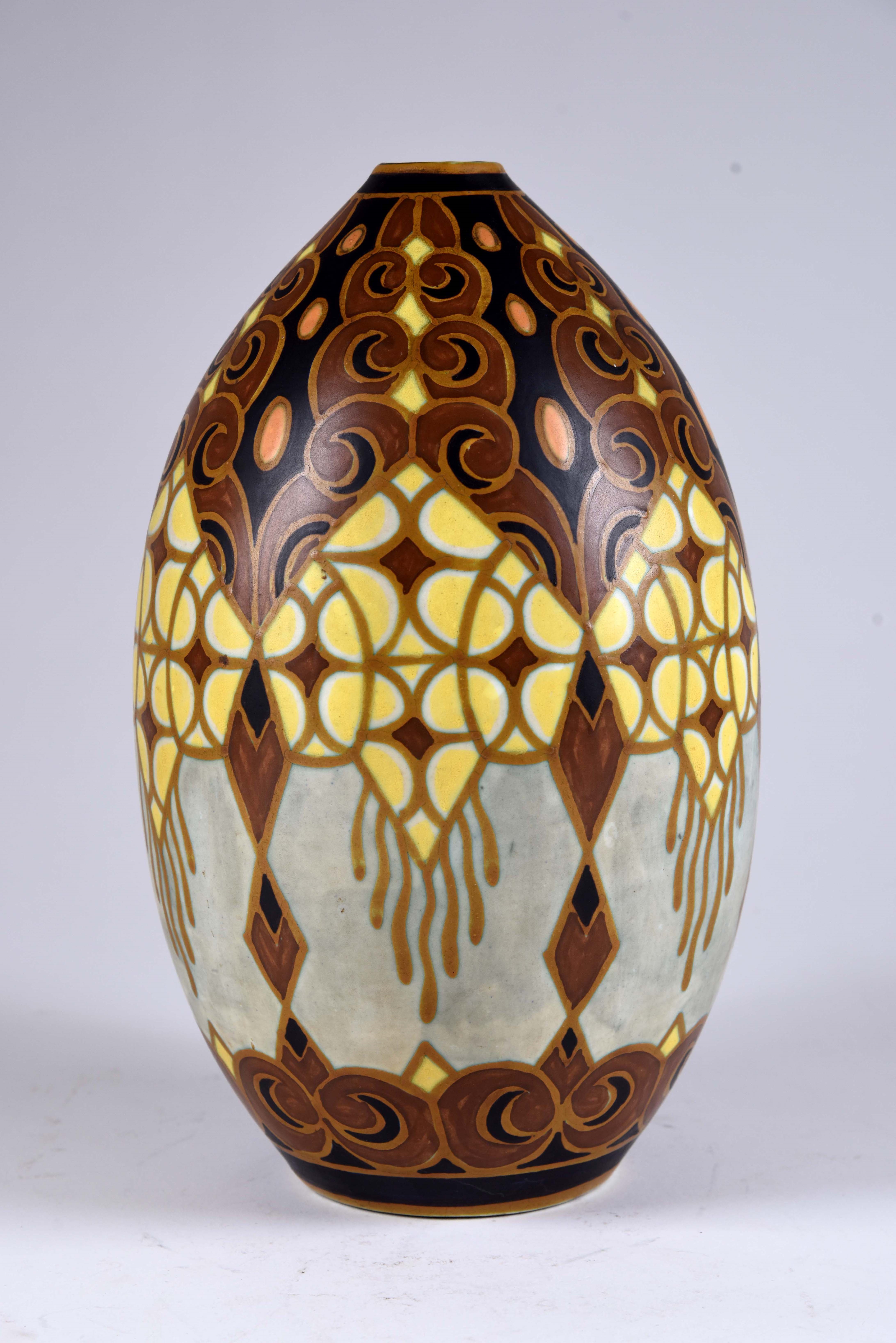 Artwork by Leon Delfant, Rare vase ovoïde Art Déco (1927, Made of faïence