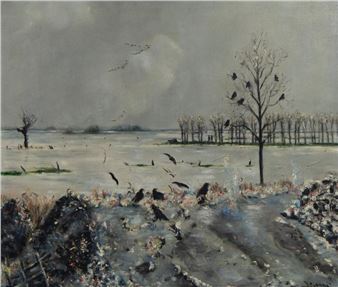 Jacques LE MAIR (1905-1990), oil on canvas Garbage dump with crows, signed and with 3 exhibition labels - Jacques LE Mair