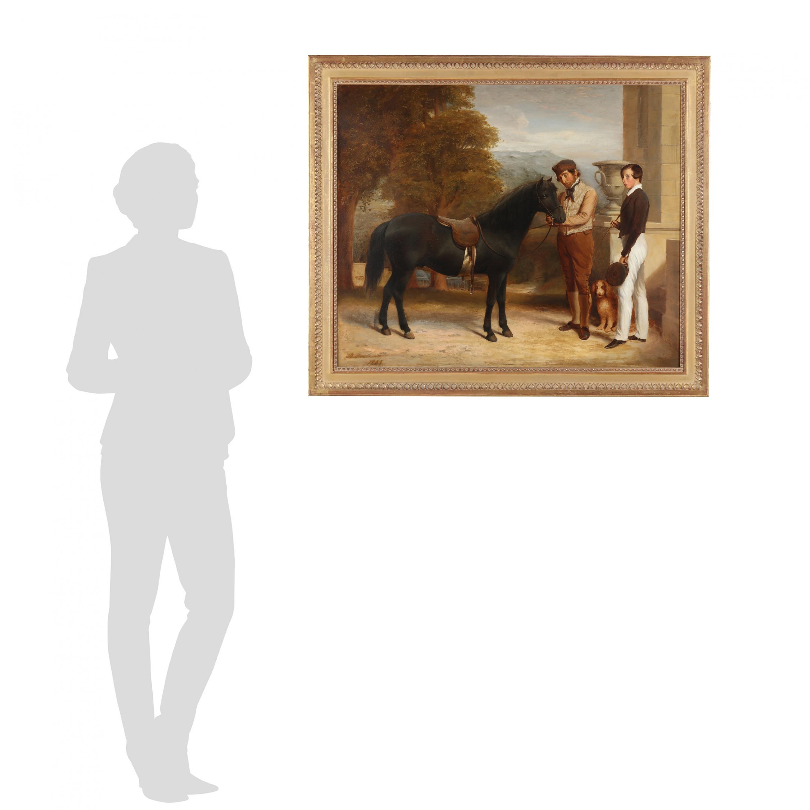 Robert Frain | Portrait of a Boy with his Pony, a Groom and a Spaniel ...