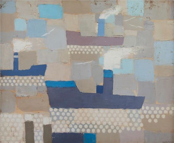 oil on canvas Boats by Jean Oosterlynck