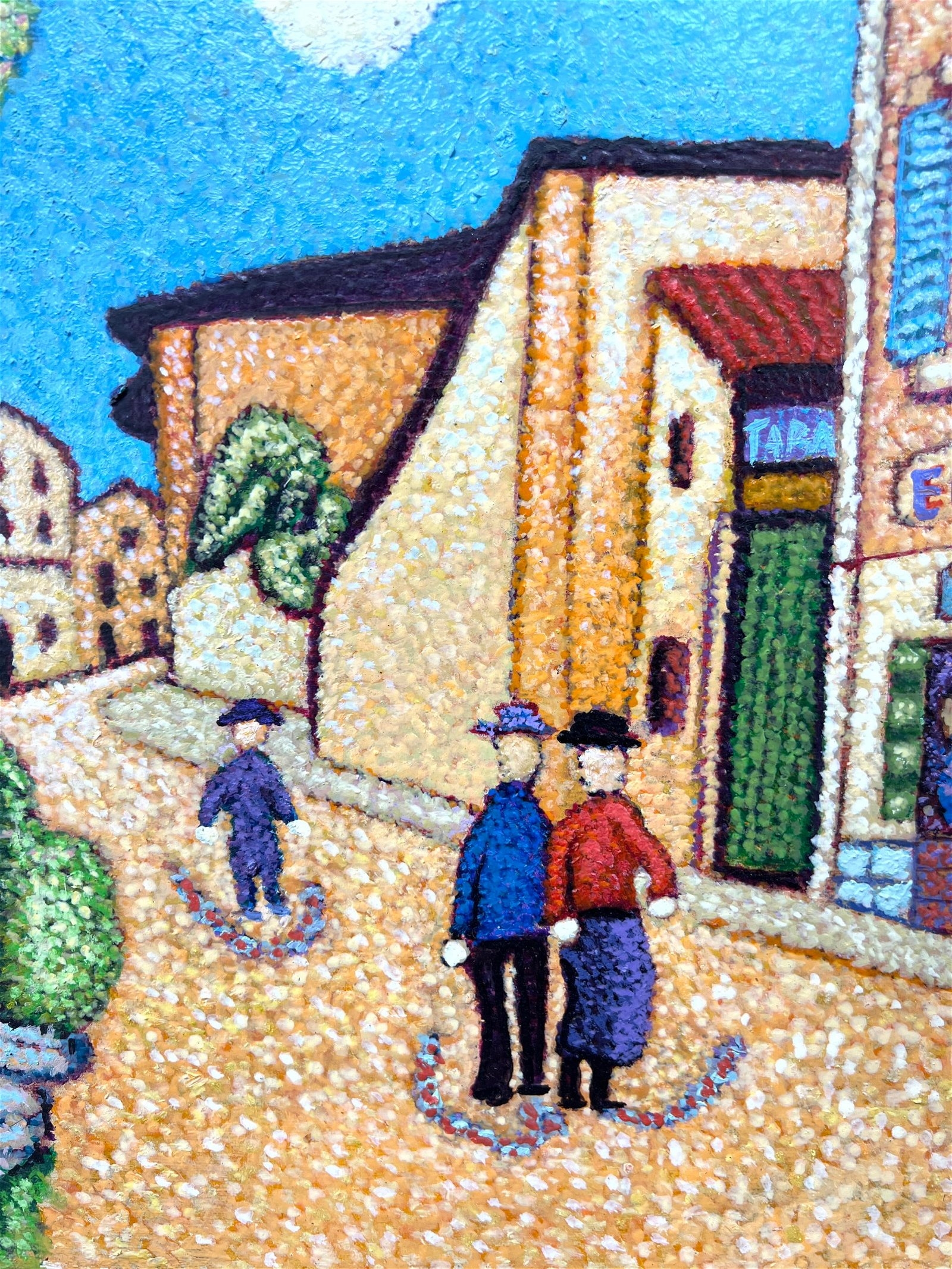 Artwork by Stephen Slomko, Stephen W. Slomko (American 1929-2013) Oil painting on canvas in original frame. (Folk art French, Made of Oil painting on canvas