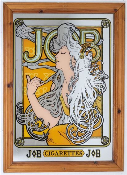 alphonse mucha cigarette Alphonse Mucha | A mid 20th century advertising mirror for Jobs Cigarettes  (Circa 20th Century)