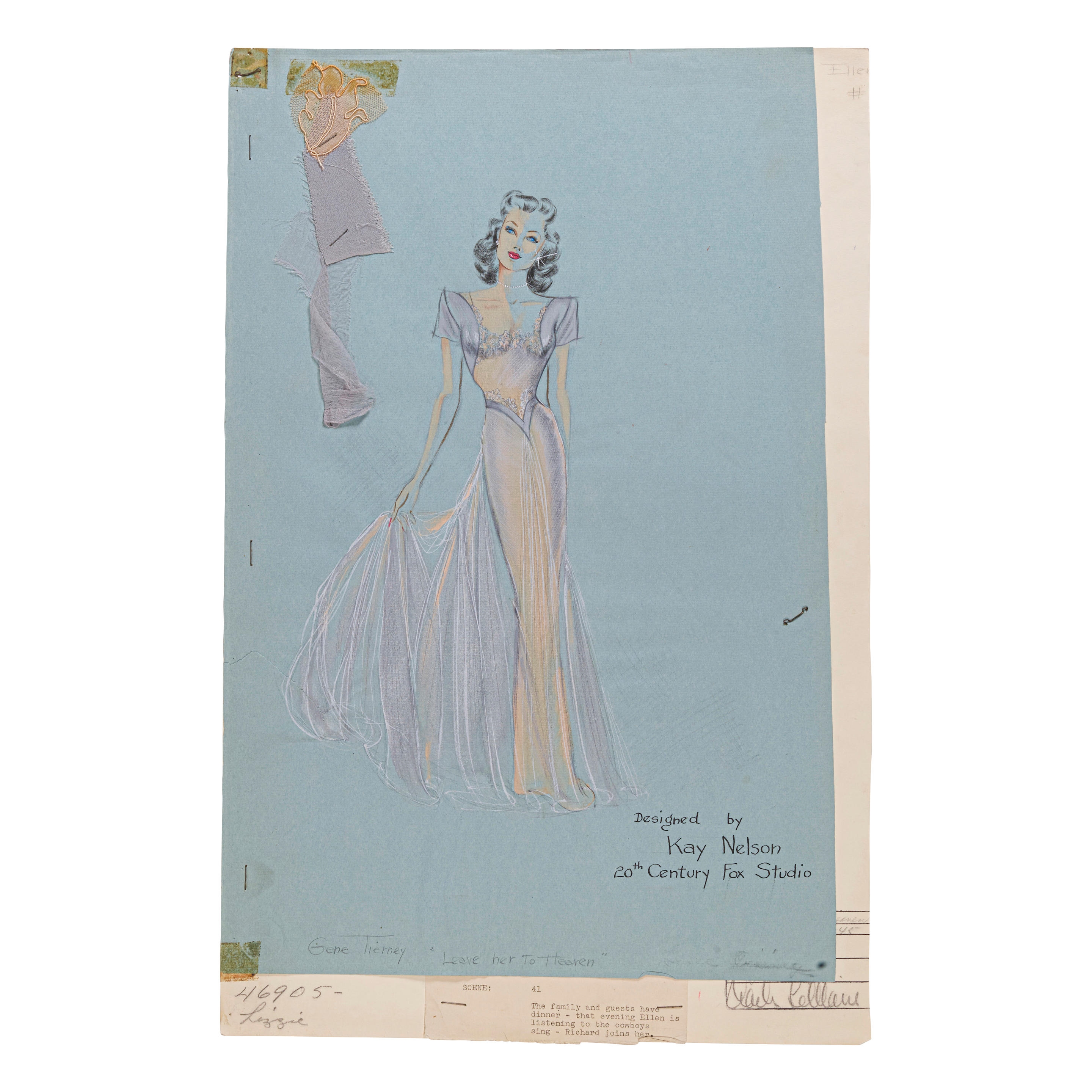Paula Giokaris | A Gene Tierney Costume Sketch for Leave Her to Heaven ...