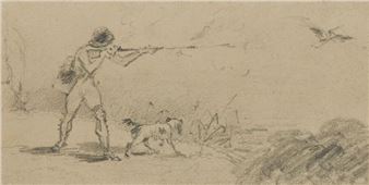 The hunter and his dog  Height - Nestor Roqueplan