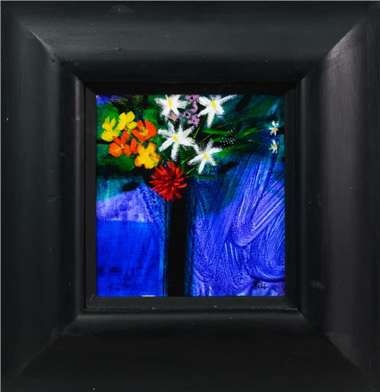 MIXED FLOWERS IN BLACK VASE by Francis Boag