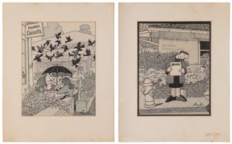 Two Cartoon Drawings - Bill Bates