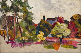 Colourful Landscape with House - Willem Gravett