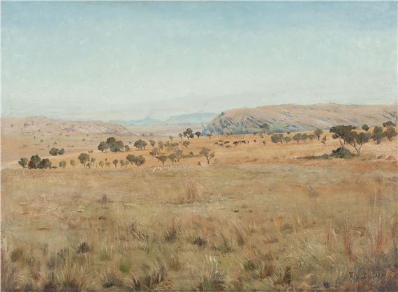 LANDSCAPE WITH CATTLE IN THE DISTANCE by Frans Oerder, dated 97