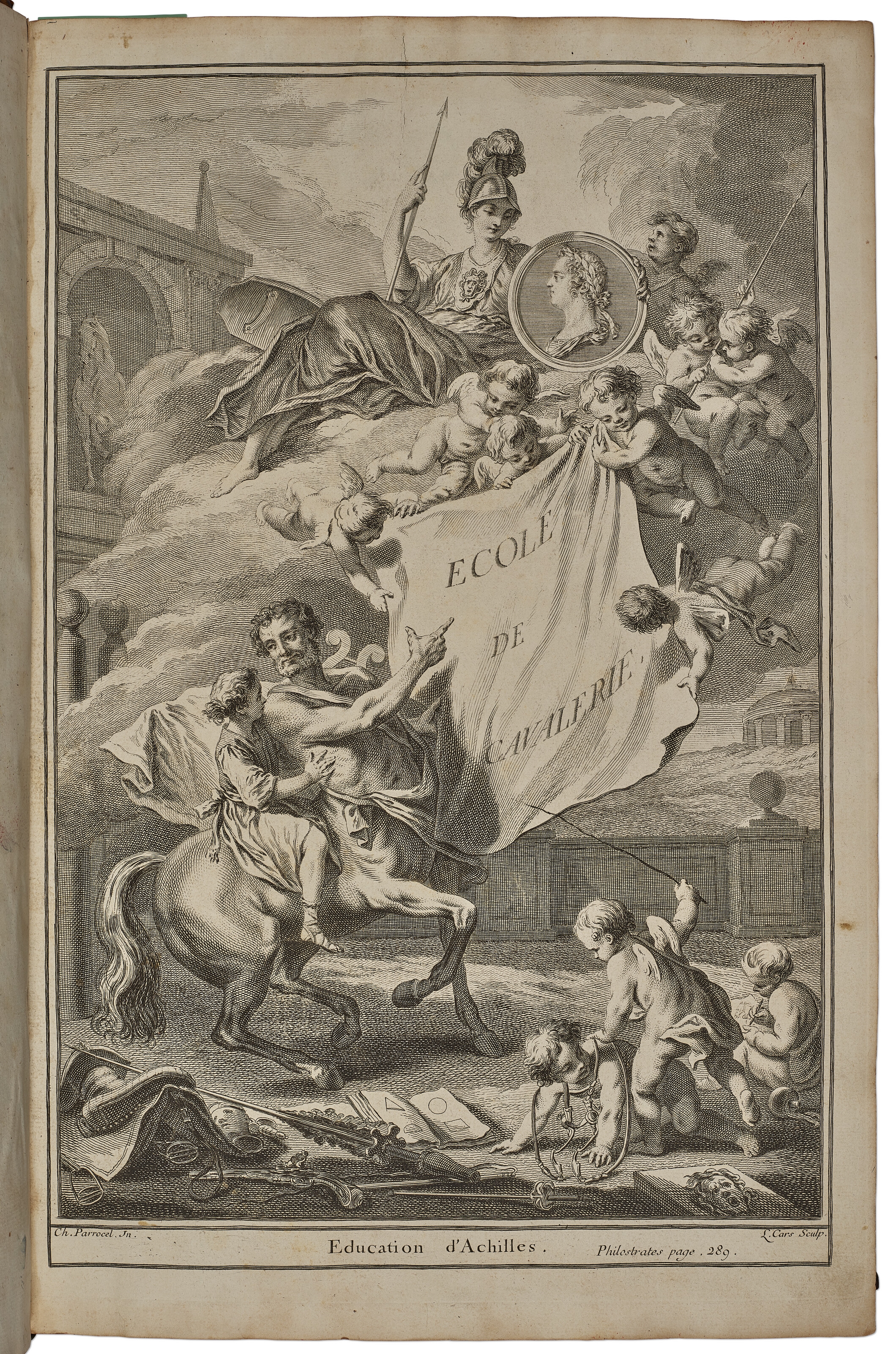 Artwork by François Robichon de la Guérinière, Ecole de cavalerie contenant la connoissance, l'instruction et la conservation du cheval, Made of engraved illustrations