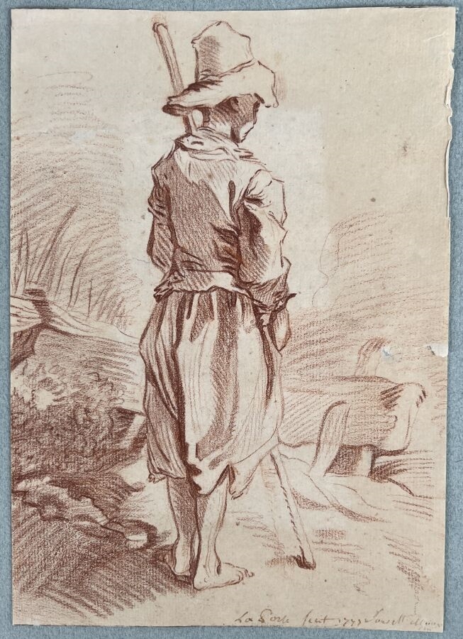 French School, 18th Century Le jeune pâtre de dos d'après Berchem