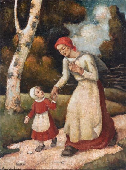 Anya gyermekével by Sándor Basilides