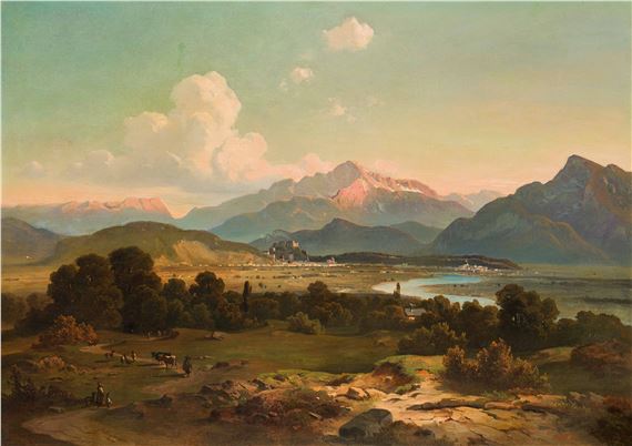 Panoramic view of salzburg from Maria Plain by Josef Mayburger, 1859