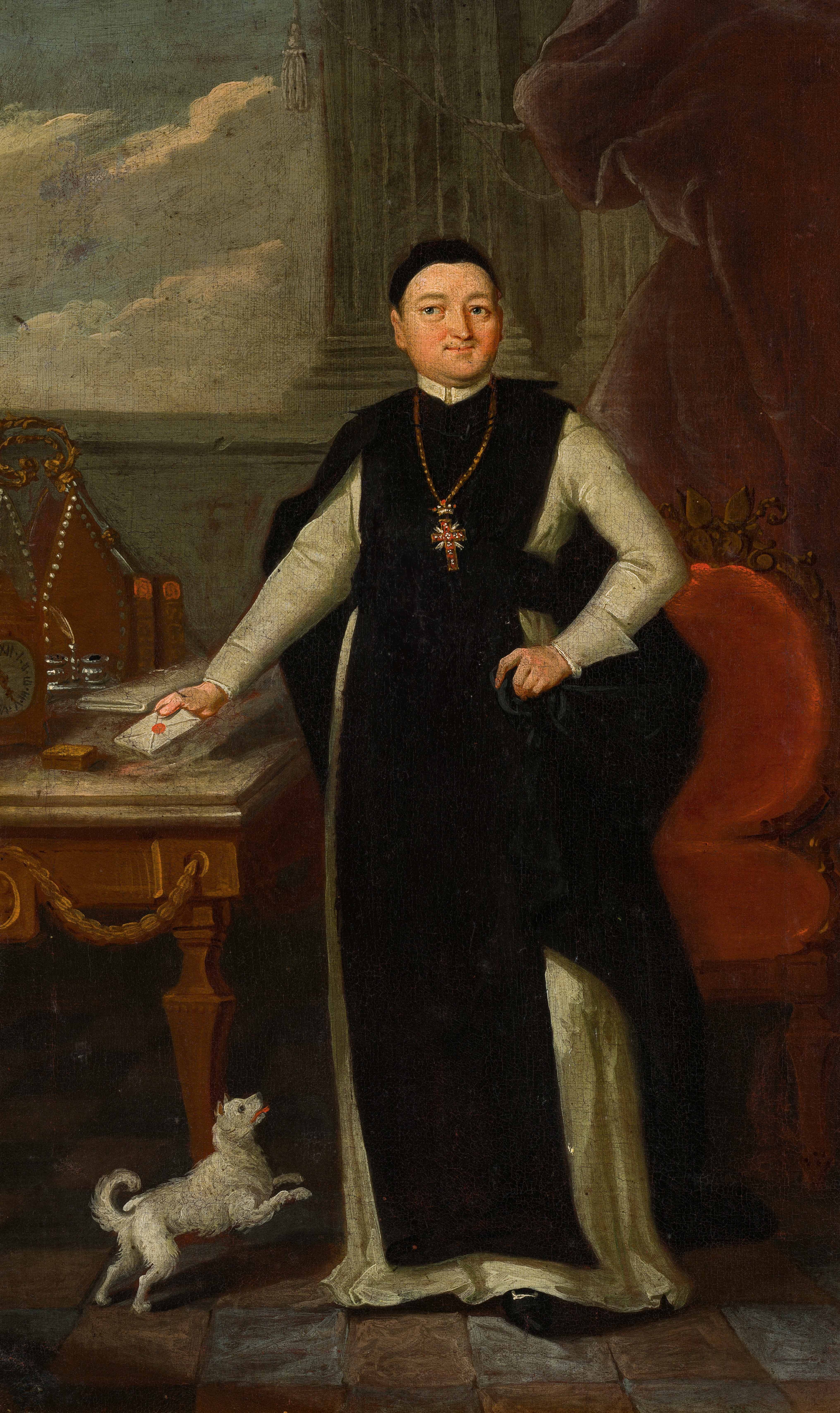 Artwork by Gennaro Basile, Clergyman with puppy, Made of oil on canvas