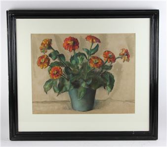 Lisa Rhana, Still Life of Zinnias, Pastel - Lisa Rhana