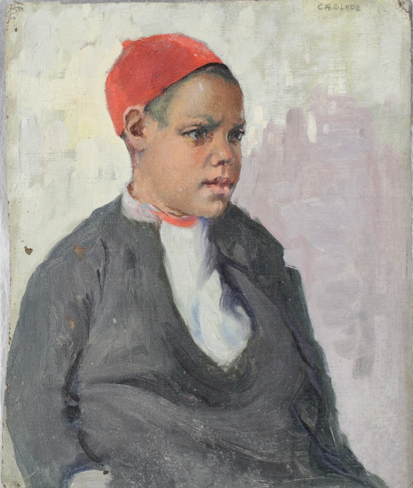 Caleb Arnold Slade | Portrait of Boy in Red Hat, C. A. Slade | MutualArt