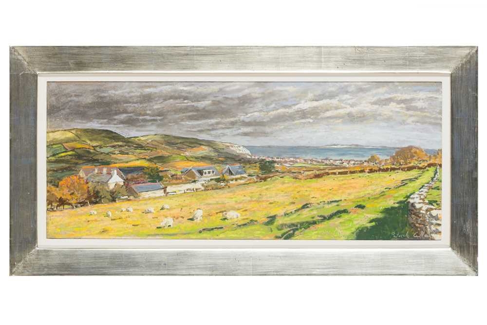 Artwork by Patrick Cullen, 
View over Swanage
signed 'Patrick Cullen' (lower right)

, Made of pastel