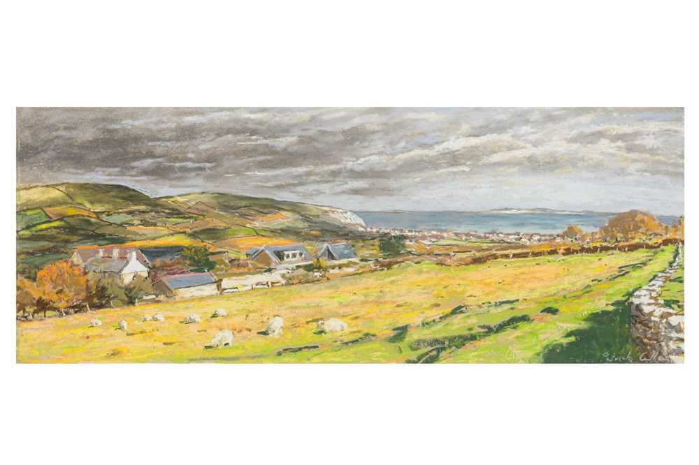 Artwork by Patrick Cullen, 
View over Swanage
signed 'Patrick Cullen' (lower right)

, Made of pastel