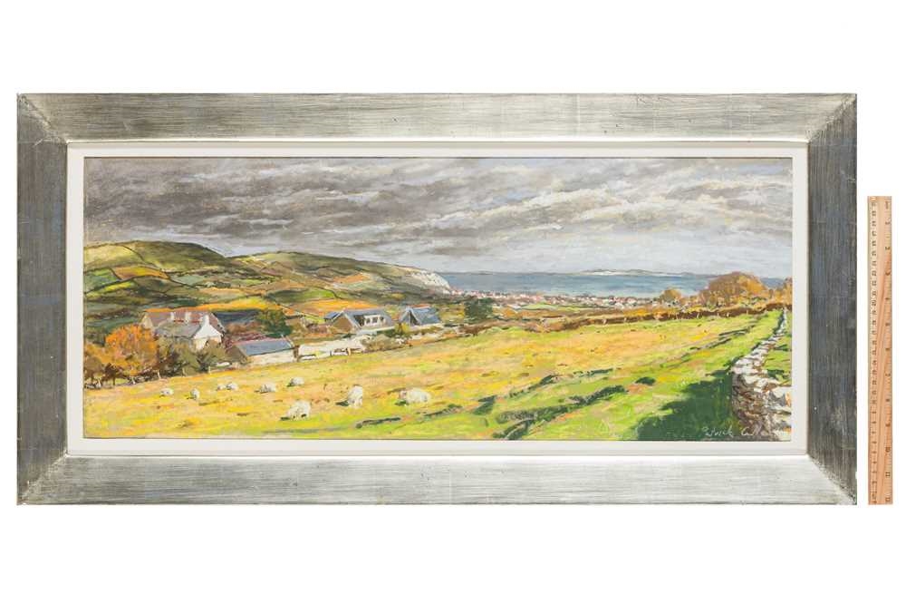 Artwork by Patrick Cullen, 
View over Swanage
signed 'Patrick Cullen' (lower right)

, Made of pastel