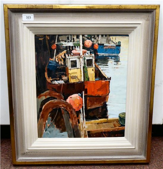 The Red Boat at Stromness by Richard Dack