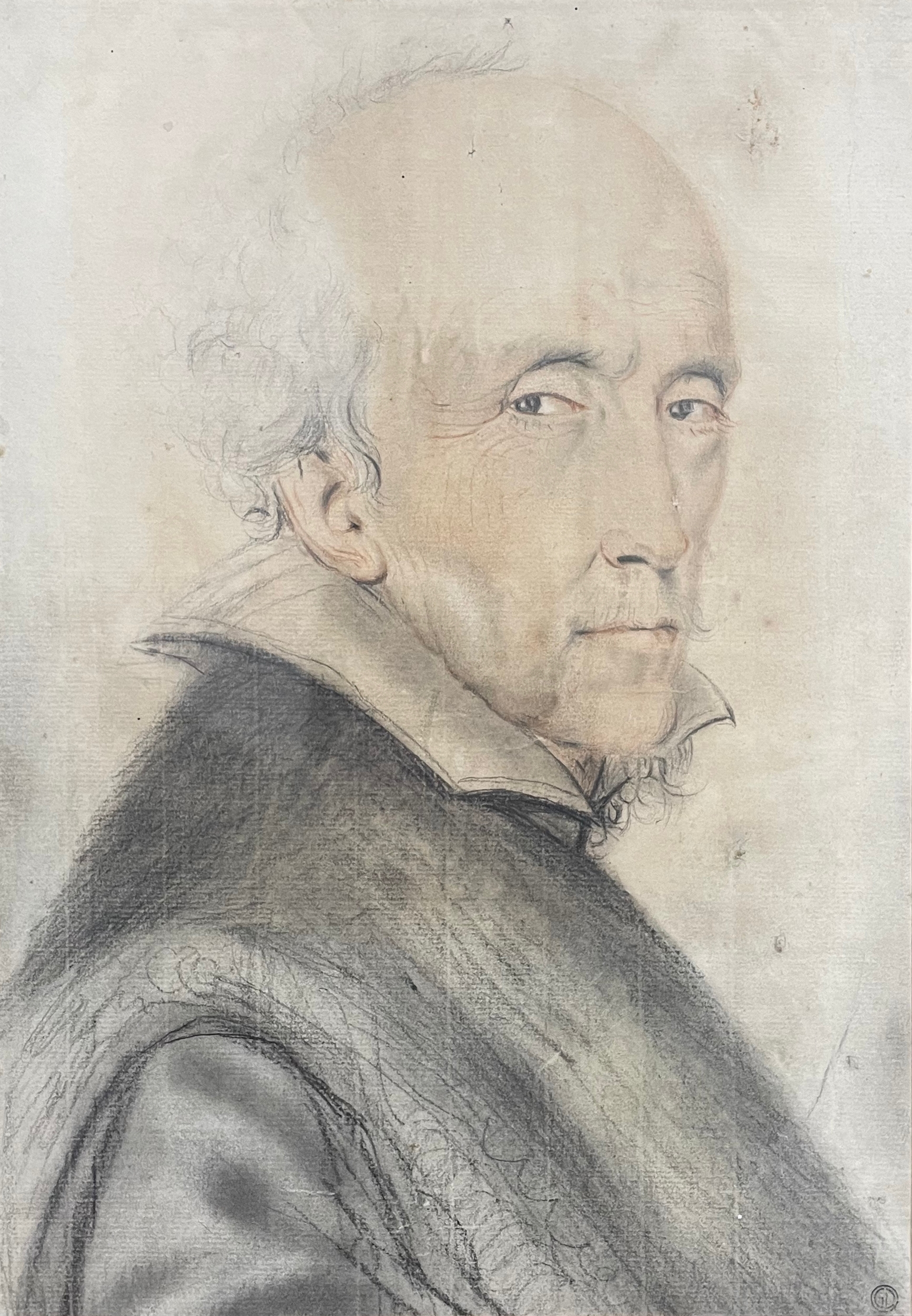 Artwork by Nicolas Lagneau, Portrait d’un vieil homme., Made of Fusain, sanguine et estompe