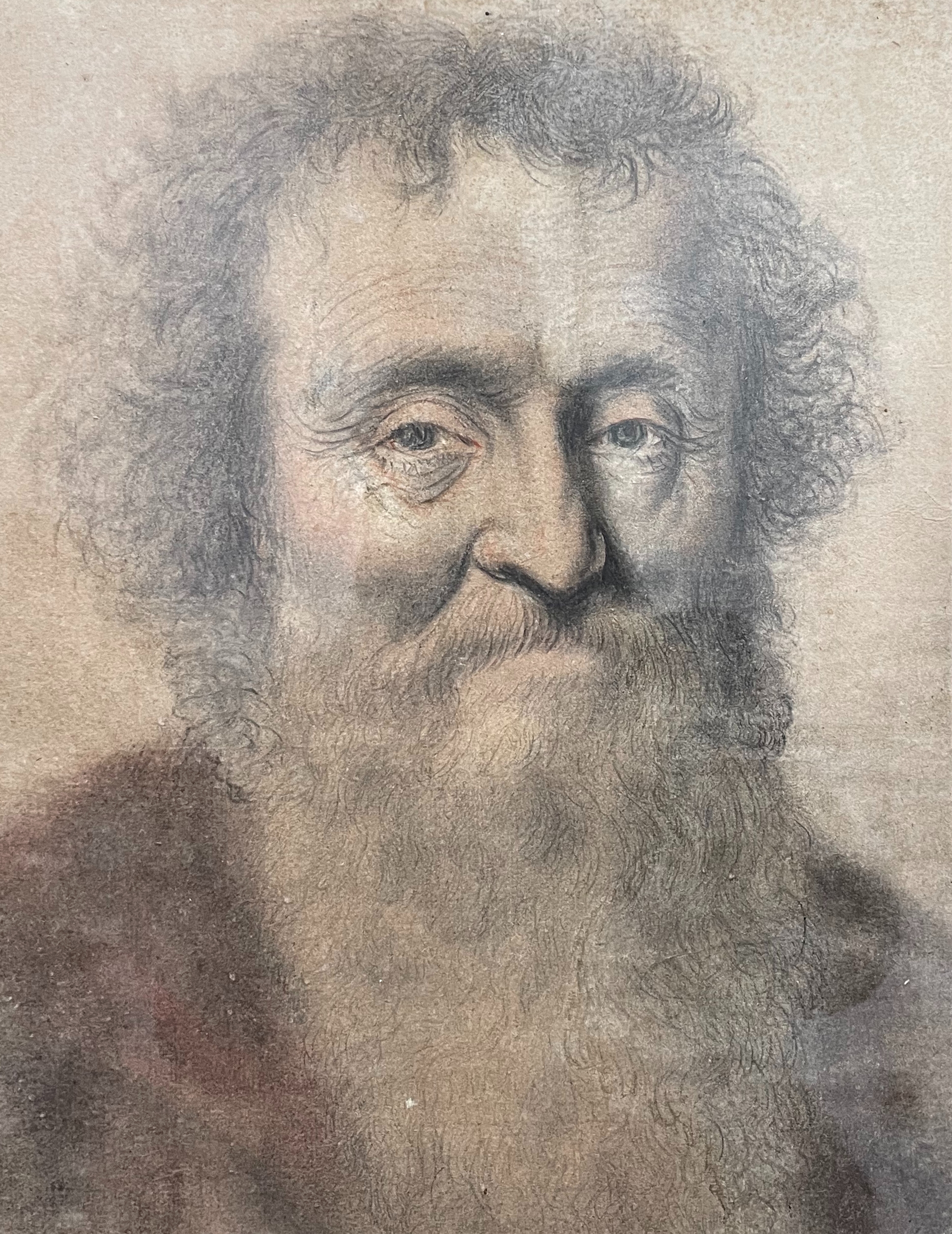 Artwork by Nicolas Lagneau, Tête de vieillard barbu., Made of charcoal, sanguine and pastel