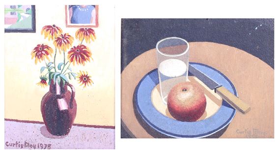 'Frugal Meal 1957' and 'Brown Jug 1975'. by Frederick Newton Curtis Moy, 1957