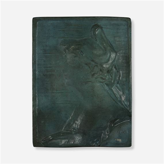 Tile with young woman in profile - Robert Porter Bringhurst