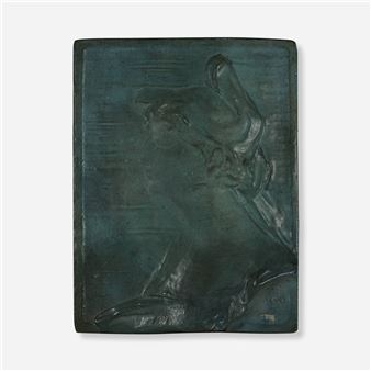Tile with young woman in profile - Robert Porter Bringhurst