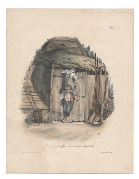 Artwork by Henri Bouchot, DOORS & WINDOWS & MISCELLANEOUS. Henry BOUCHOT. Tiens... y vont faire comme dans les bois, Made of bois