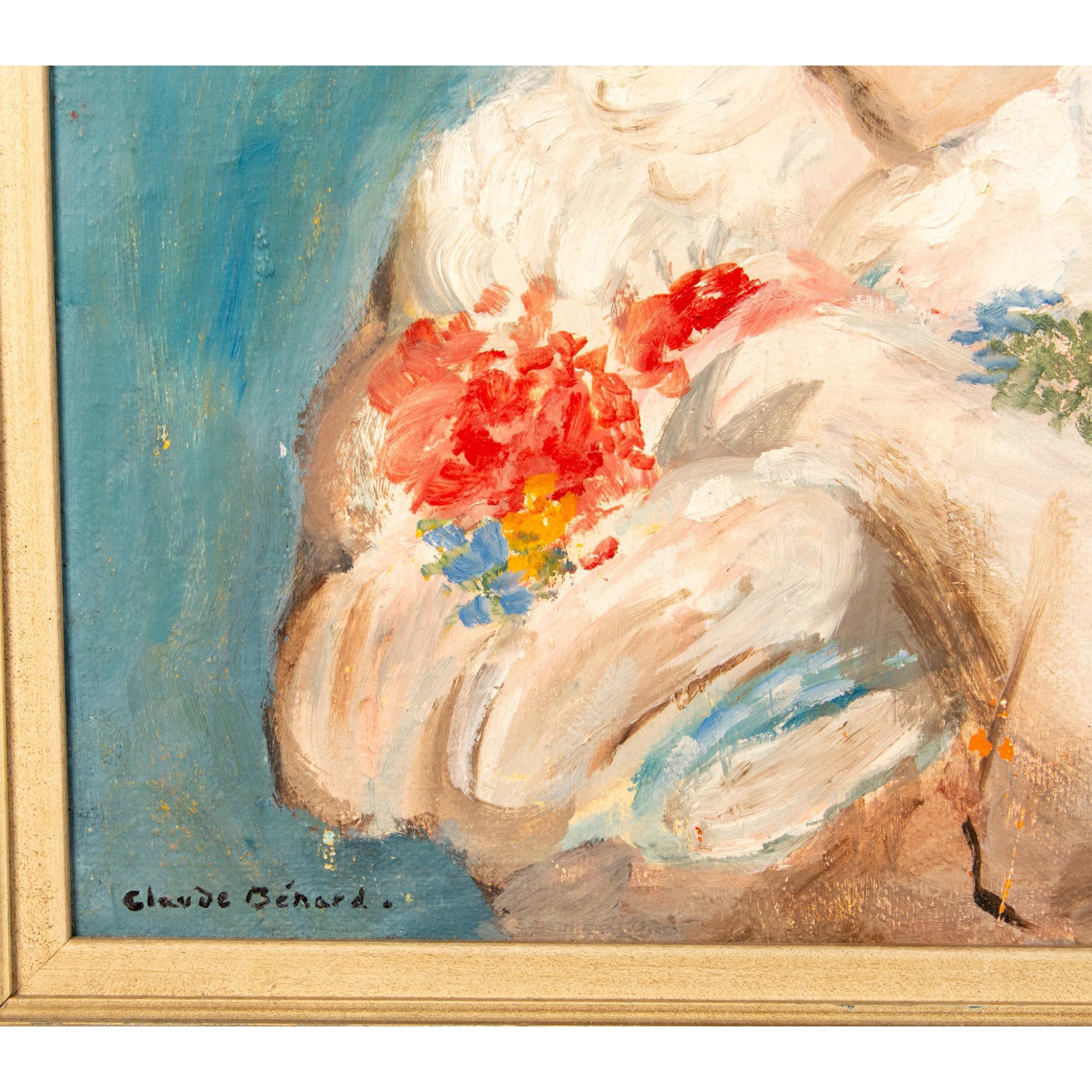 Artwork by Claude Benard, Claude Benard, Original Oil on Canvas, Child Portrait Signed, Made of oil on canvas