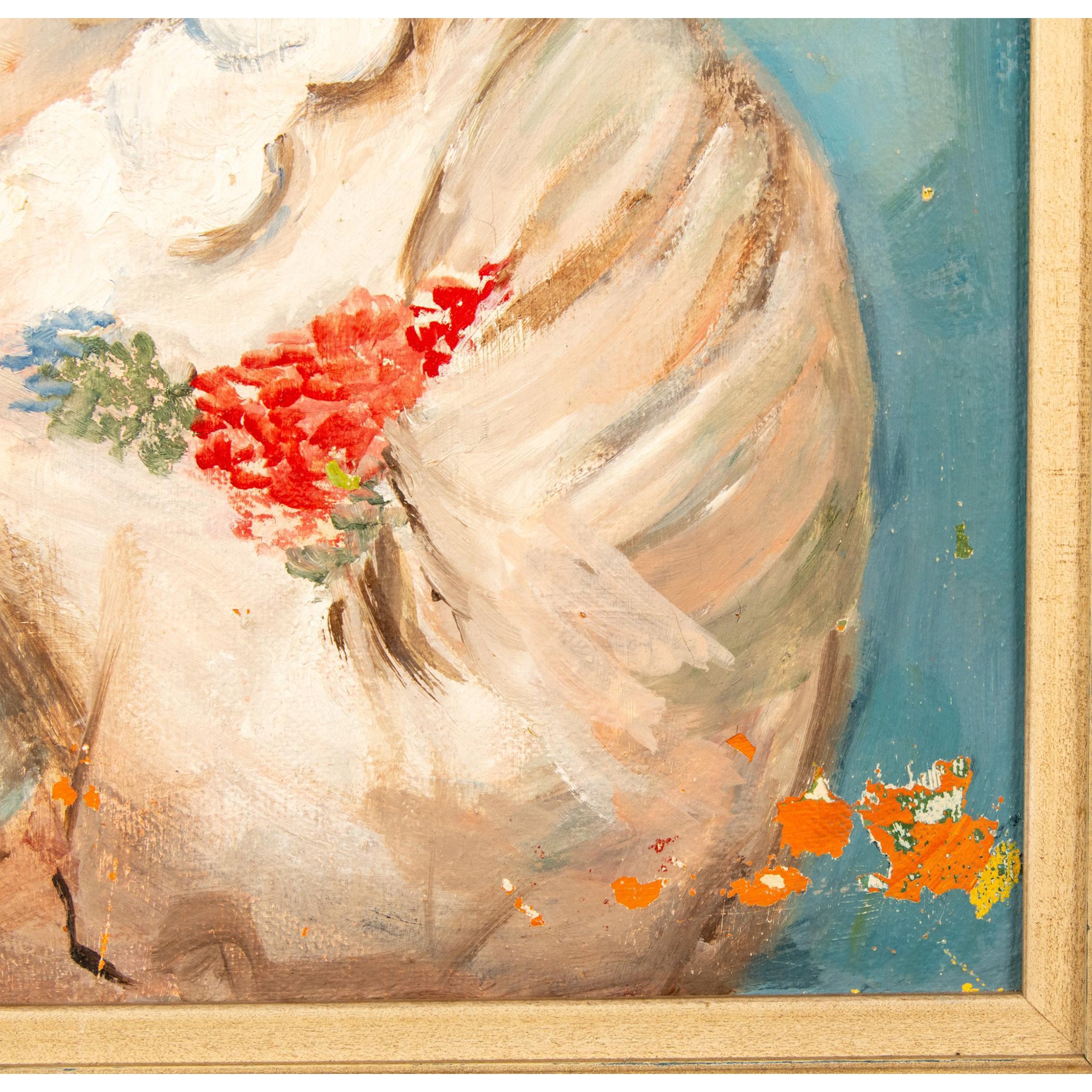 Artwork by Claude Benard, Claude Benard, Original Oil on Canvas, Child Portrait Signed, Made of oil on canvas