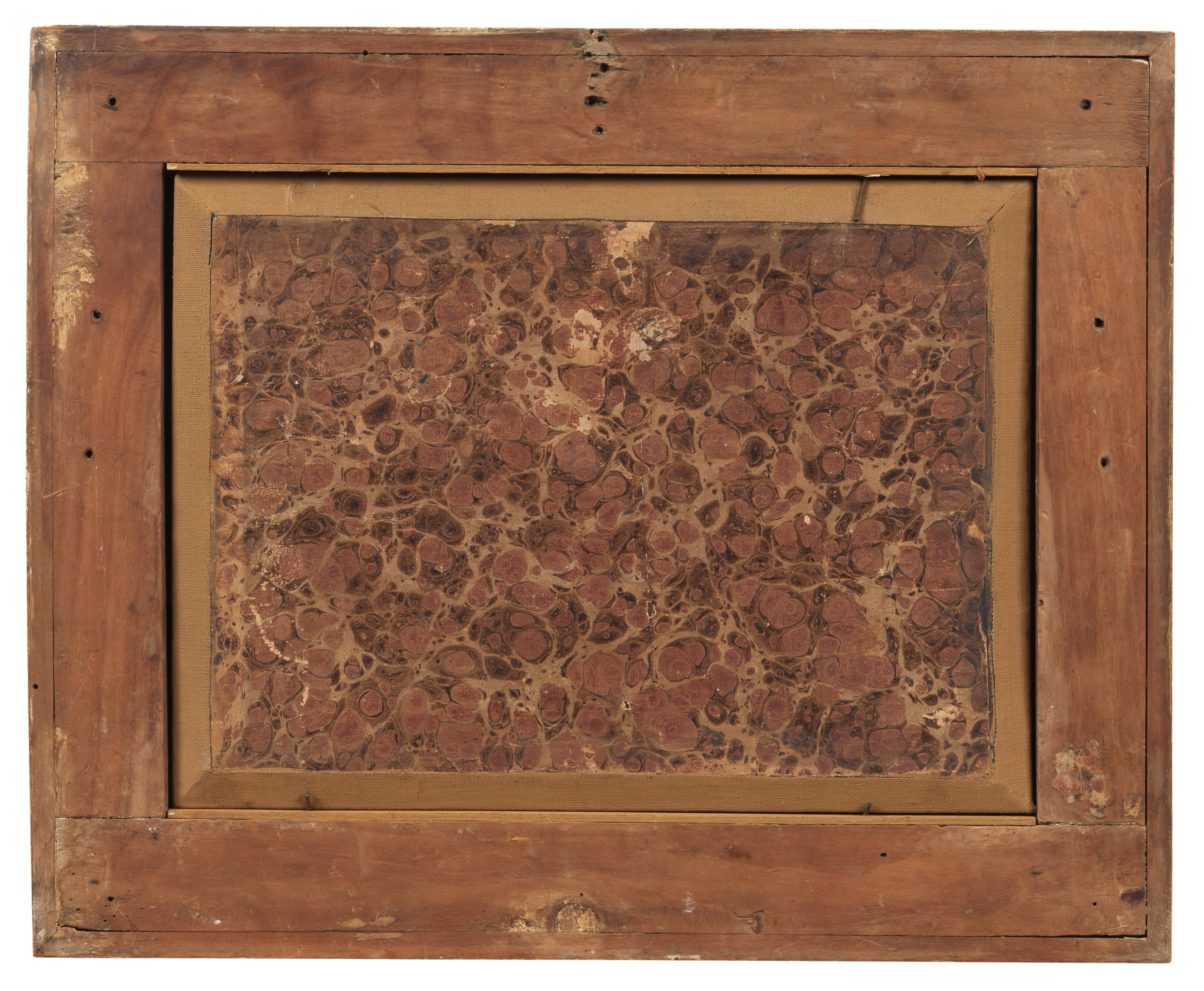 Artwork by Maria Luisa Raggi, Figures in a river landscape with ruins, Made of oil and tempera on card laid down on board