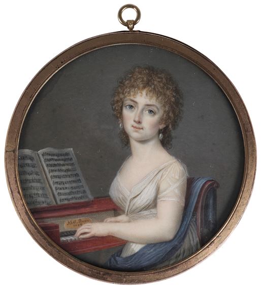 Portrait einer Dame, Piano forte spielend - Wilhelm August Abel