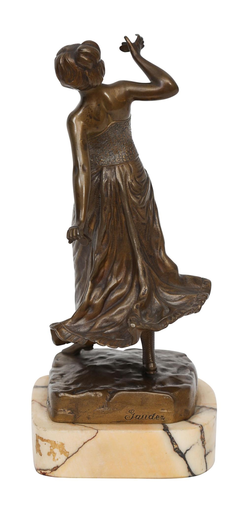 Artwork by Adrien Etienne Gaudez, A finely detailed bronze figure depicting the Spanish dancer supported on a marble base, Made of bronze