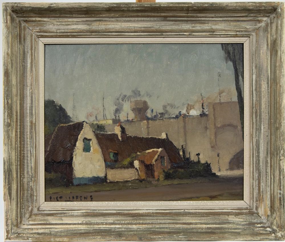 Artwork by Piet Lippens, Piet LIPPENS (1890-1981), oil on panel Water tower for steam locomotives St Pietersstation, signed, Made of oil on panel