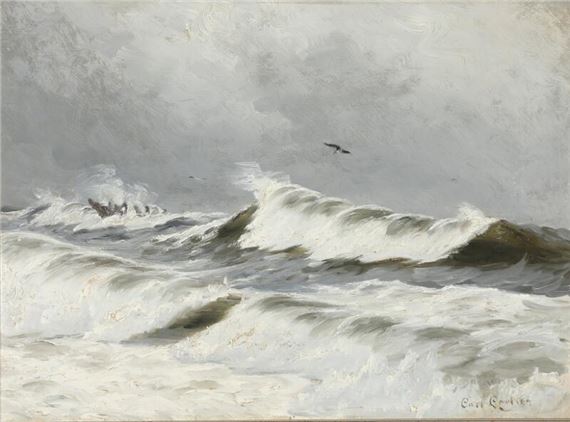 Carl Ludvig Thilson Locher | Coastal view with roaring waves | MutualArt