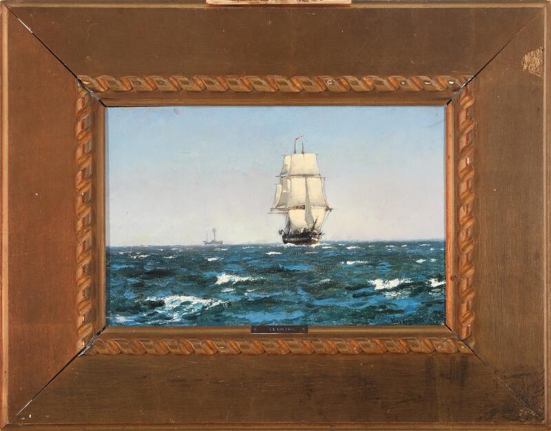 Carl Ludvig Thilson Locher | A ship and a steamer on the sea (1878 ...