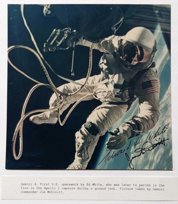 Artwork by Jim McDivitt, The first US space walk by Ed White on 3rd June 1965, during the Gemini 4 mission, Made of colour photograph. On Kodak paper