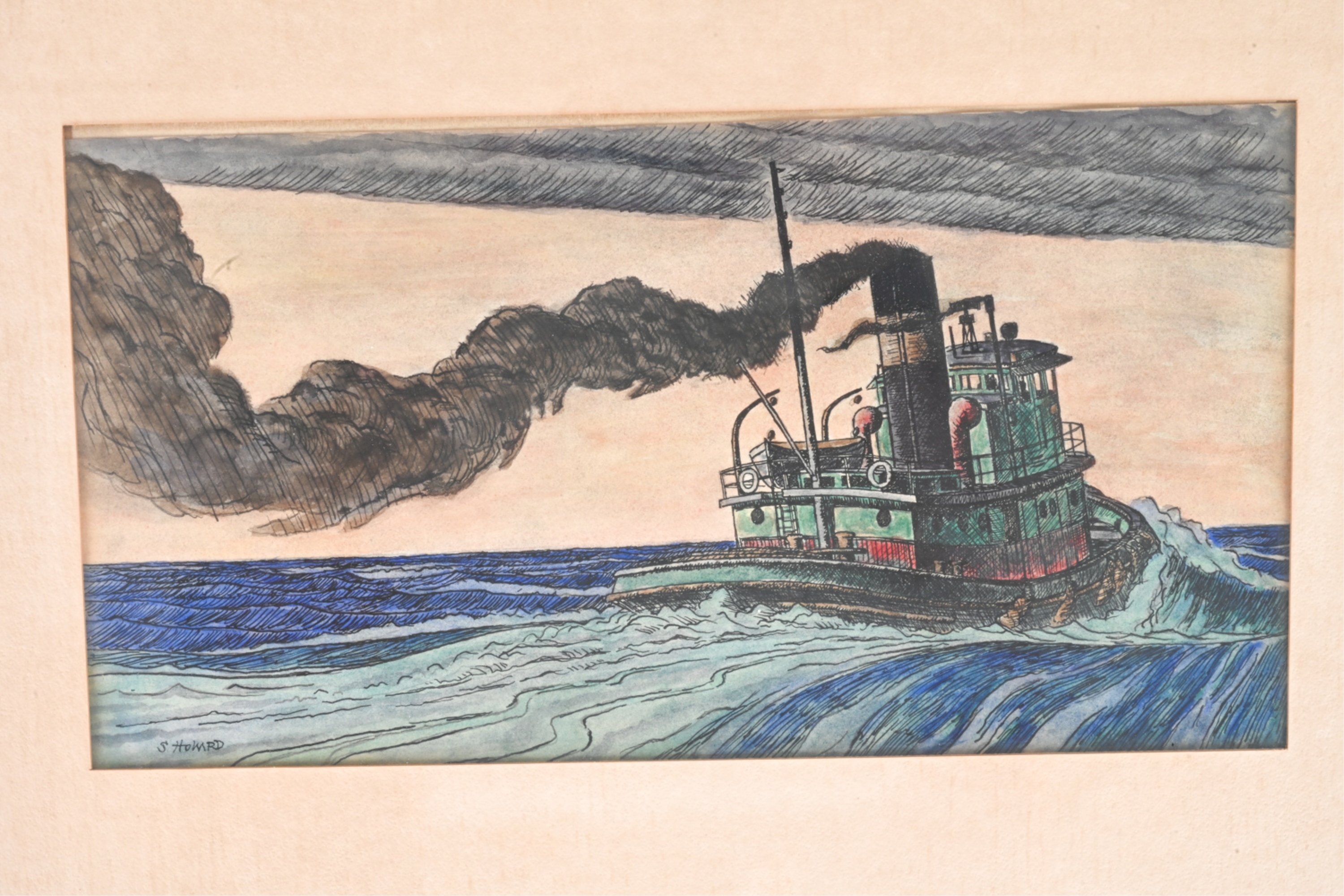 Stephen Howard | STEPHEN HOWARD INK & WATERCOLOR STEAMSHIP (1979 ...