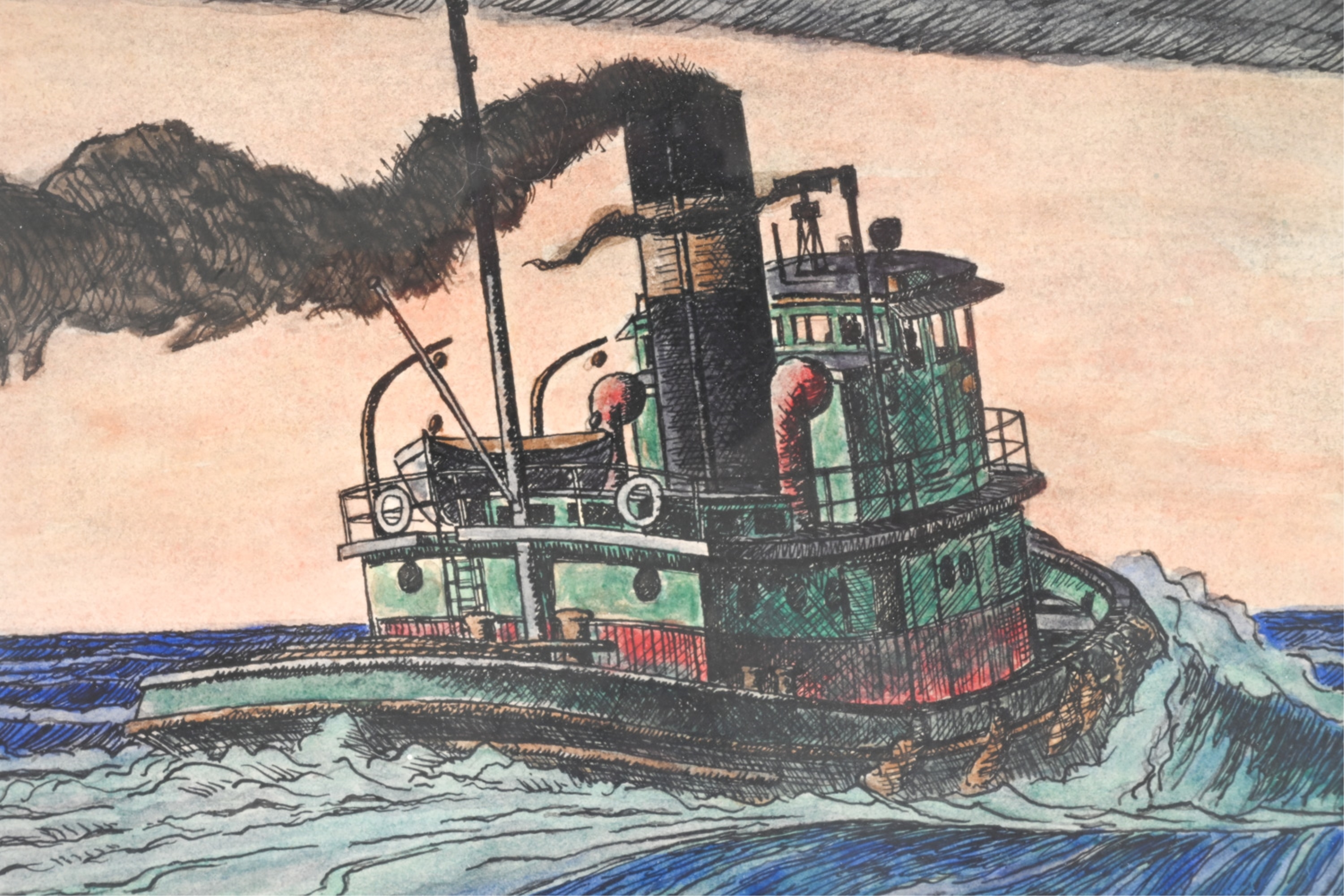 Stephen Howard | STEPHEN HOWARD INK & WATERCOLOR STEAMSHIP (1979 ...