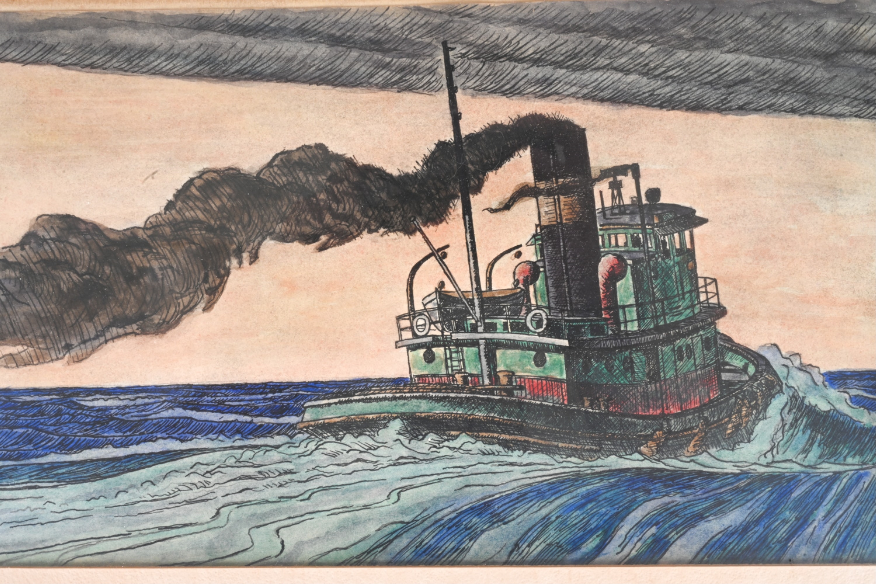 Stephen Howard | STEPHEN HOWARD INK & WATERCOLOR STEAMSHIP (1979 ...