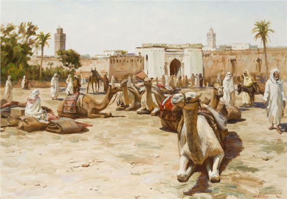 Charles PRELAT (20th) The caravan stopping... - Lot 19 - Briscadieu - Charles Prelat