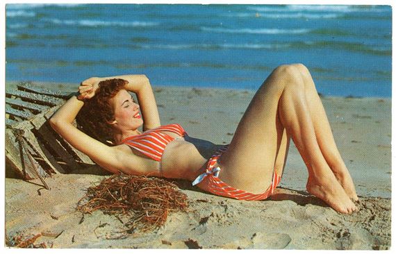 Scarce Original (No Repro.) BUNNY YEAGER Pin Up Postcard by Bunny Yeager, March 13