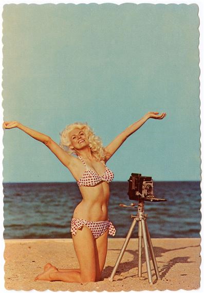 Scarce Original (No Repro.) BUNNY YEAGER Pin Up Postcard by Bunny Yeager, March 13