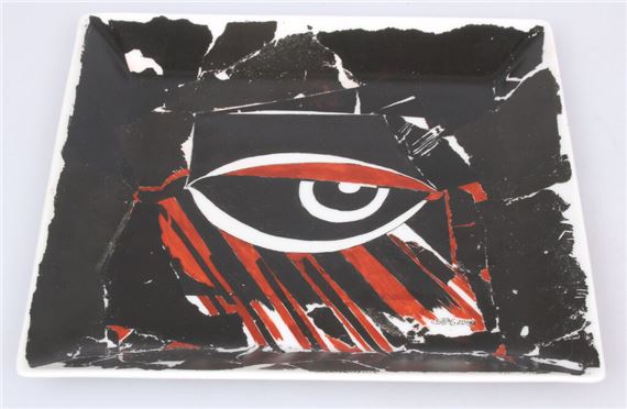 Painted porcelain plate "VIDEMUS -1 by Helga Ingeborga Melnbarde, 2019