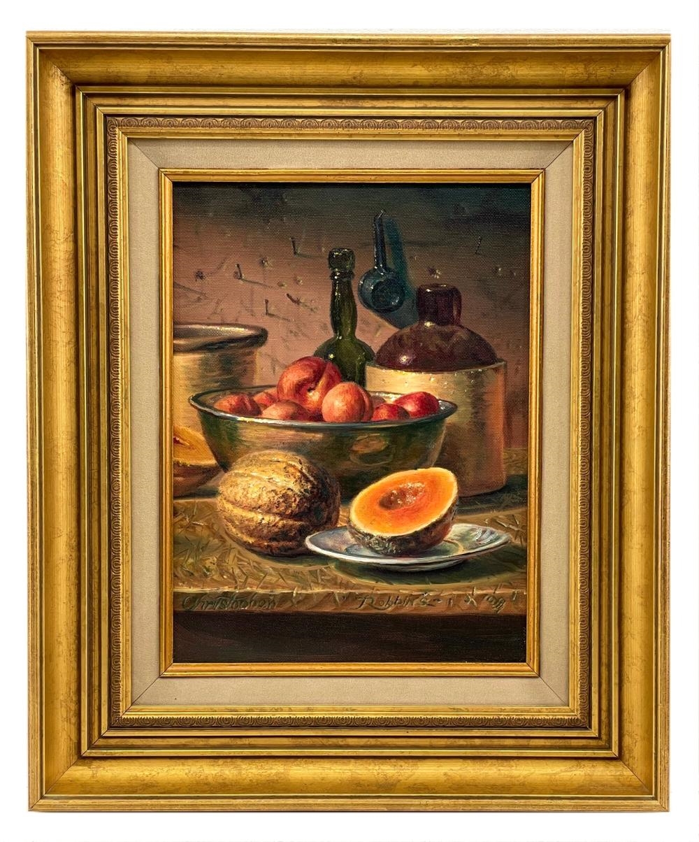 Artwork by Christopher Robbins, Peaches And Melon, Made of OIL ON BOARD
