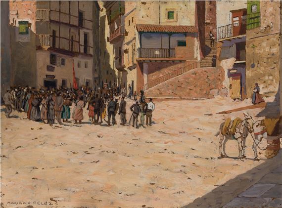 MARIANO FELEZ BENTURA Zaragoza (1883) / (1942) "Holy Week in Albarracin" - Mariano Felez