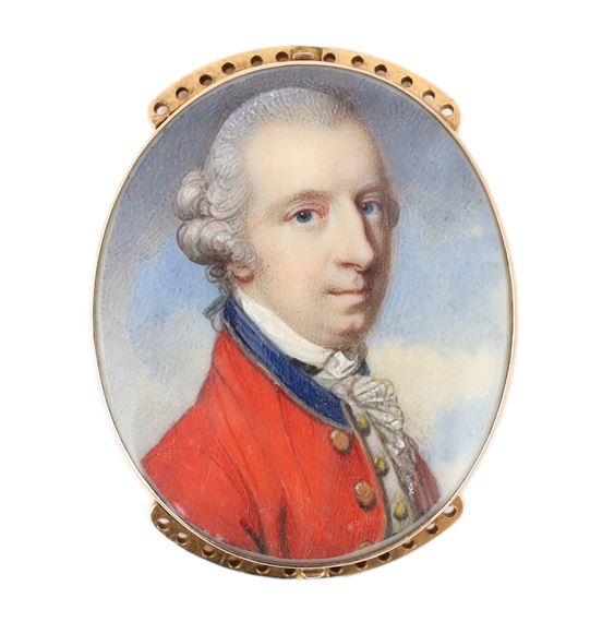 Y Jeremiah Meyer, R.A. (Anglo-German, 1735-1789) Portrait miniature of an army by Jeremiah Meyer