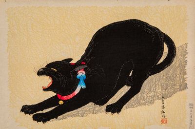 Black Cat by Takahashi Shōtei, circa 1925